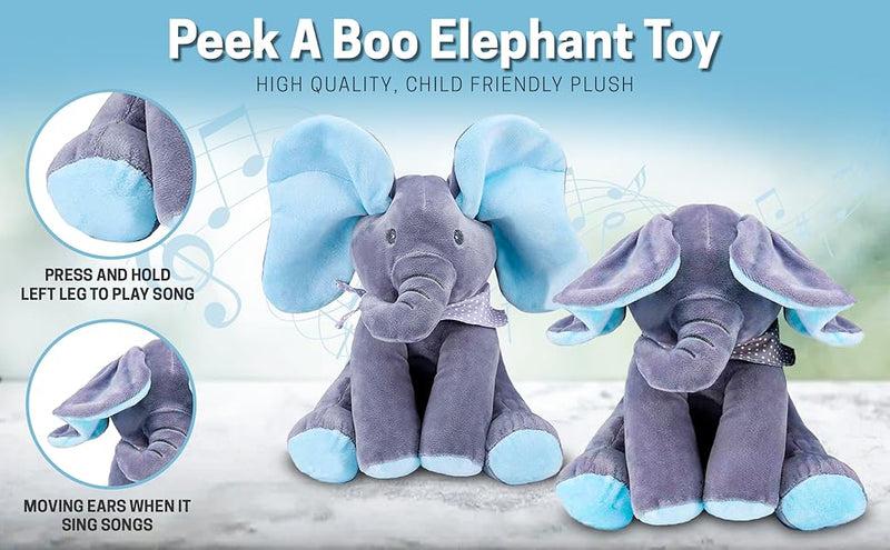 Peek-a-boo singing elephant doll