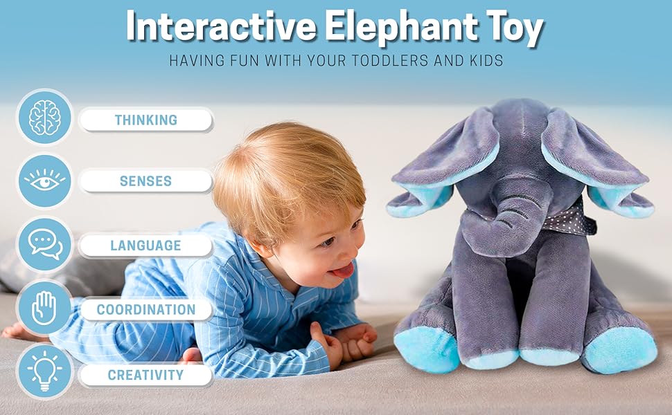 Peek-a-boo singing elephant doll
