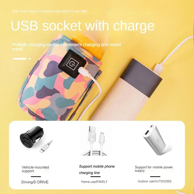 USB Milk Warmer & Insulated Bag for Baby Bottles – Outdoor Travel Accessory